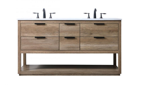 Elegant Lighting Larkin 60 Inch Double Bathroom Vanity in Natural Oak Model: VF19260DNT