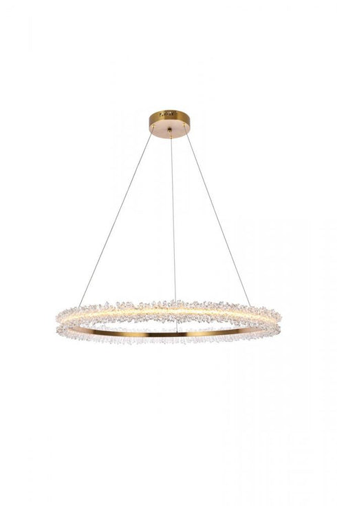 Elegant Lighting Laurel LED 34 inch in Chrome pendant Model: 3506D34C