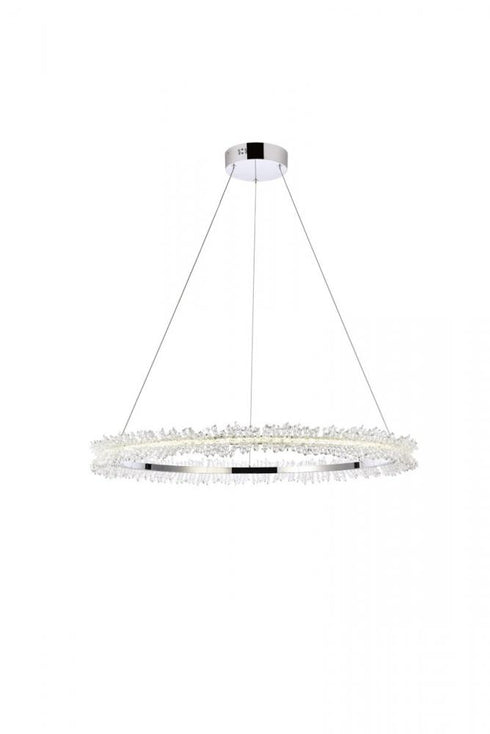 Elegant Lighting Laurel LED 34 inch in Chrome pendant Model: 3506D34C