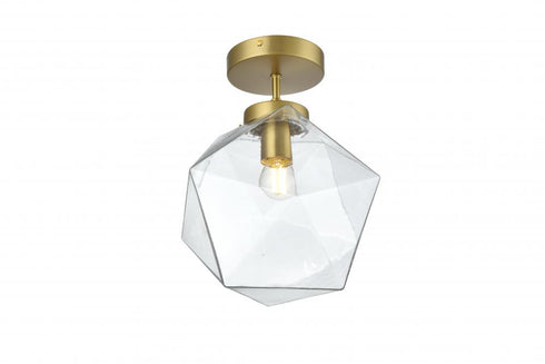 Elegant Lighting Lawrence 10 inch Flush Mount Clear Shade in Satin Gold in Satin Gold and Clear Finish Model: LD2346SG
