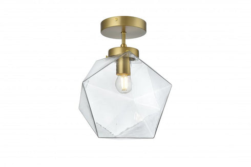 Elegant Lighting Lawrence 10 inch Flush Mount Clear Shade in Satin Gold in Satin Gold and Clear Finish Model: LD2346SG