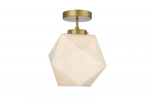 Elegant Lighting Lawrence 10 inch Flush Mount Frosted White Shade in Satin Gold in Satin Gold and Frosted White Finish Model: LD2347SG