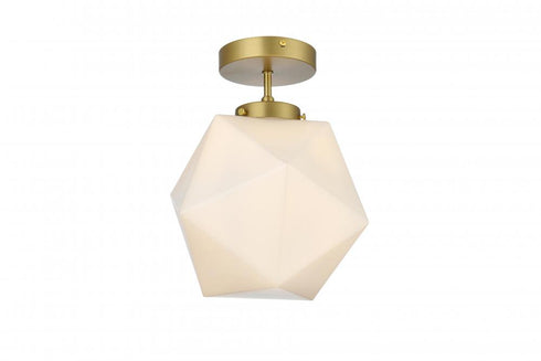Elegant Lighting Lawrence 10 inch Flush Mount Frosted White Shade in Satin Gold in Satin Gold and Frosted White Finish Model: LD2347SG