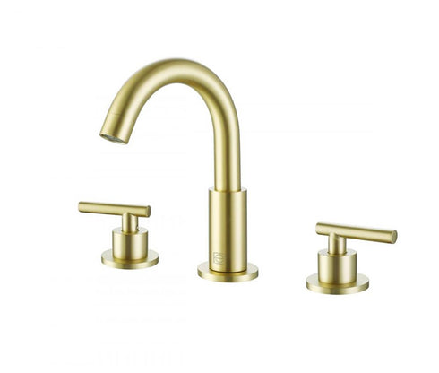 Elegant Lighting Leah 8 Inch Widespread Double Handle Bathroom Faucet in Brushed Gold Model: FAV-1009BGD