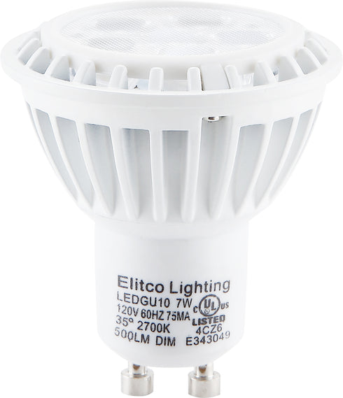 Elegant Lighting LED GU10 120V 7 Watt 3000K 35°DIM WHITE Model: GU-7-D-30-35