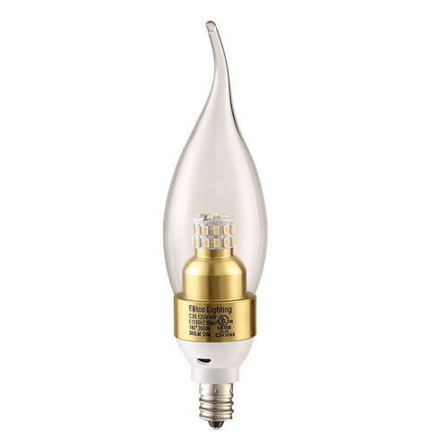 Elegant Lighting LED S30C35 E12 120V 4 Watt 4100K 320 Lumen Dimmable GOLD Model: E12SF-4-D-41-G