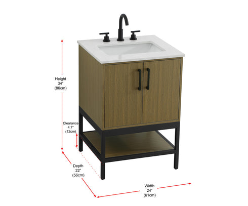 Elegant Lighting Lennox Vanity Cabinet 2Dr 24 Inch x22 Inch x34 Inch in Chestnut Brown Model: VF60724MCB