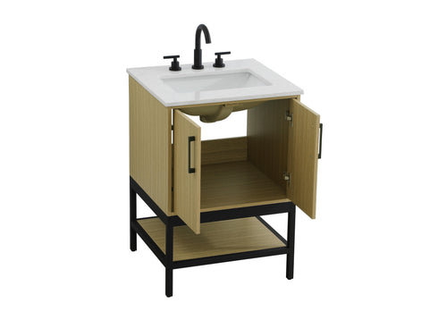 Elegant Lighting Lennox Vanity Cabinet 2Dr 24 Inch x22 Inch x34 Inch in Honey Brown Model: VF60724MHB