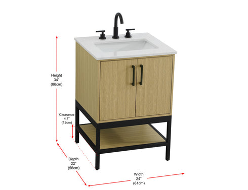 Elegant Lighting Lennox Vanity Cabinet 2Dr 24 Inch x22 Inch x34 Inch in Honey Brown Model: VF60724MHB
