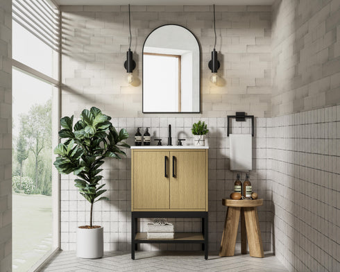 Elegant Lighting Lennox Vanity Cabinet 2Dr 24 Inch x22 Inch x34 Inch in Honey Brown Model: VF60724MHB