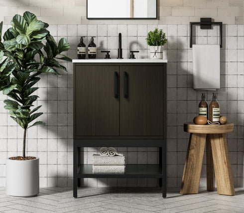 Elegant Lighting Lennox Vanity Cabinet 2Dr 24 Inch x22 Inch x34 Inch in Mocha Brown Model: VF60724MMB
