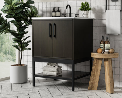 Elegant Lighting Lennox Vanity Cabinet 2Dr 24 Inch x22 Inch x34 Inch in Mocha Brown Model: VF60724MMB