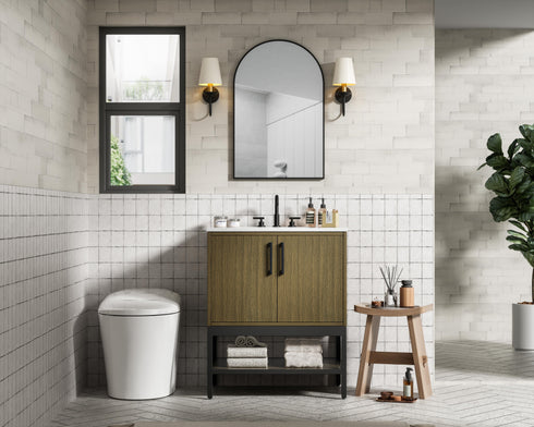 Elegant Lighting Lennox Vanity Cabinet 2Dr 30 Inch x22 Inch x34 Inch in Chestnut Brown Model: VF60730MCB