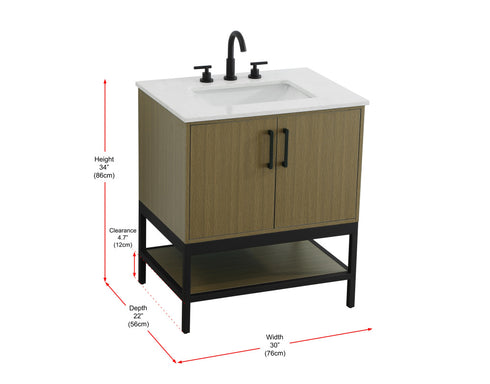 Elegant Lighting Lennox Vanity Cabinet 2Dr 30 Inch x22 Inch x34 Inch in Chestnut Brown Model: VF60730MCB