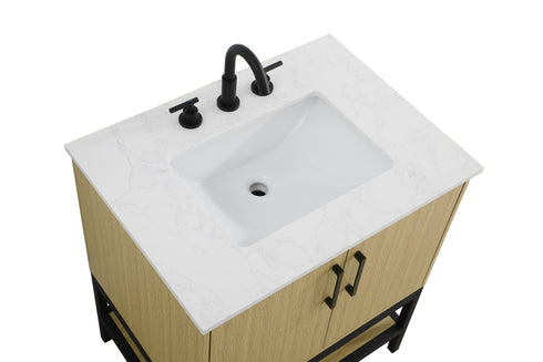 Elegant Lighting Lennox Vanity Cabinet 2Dr 30 Inch x22 Inch x34 Inch in Honey Brown Model: VF60730MHB