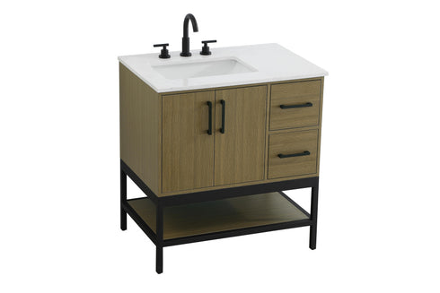 Elegant Lighting Lennox Vanity Cabinet 2Dr2Dw 32 Inch x22 Inch x34 Inch in Chestnut Brown Model: VF60732MCB