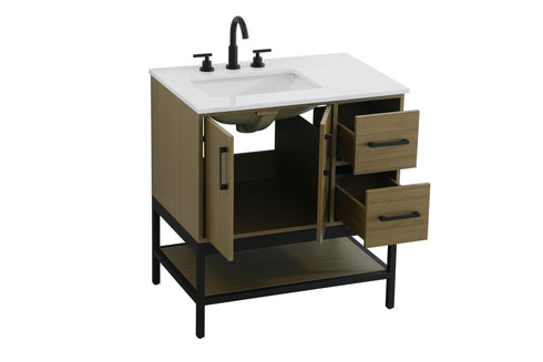 Elegant Lighting Lennox Vanity Cabinet 2Dr2Dw 32 Inch x22 Inch x34 Inch in Chestnut Brown Model: VF60732MCB