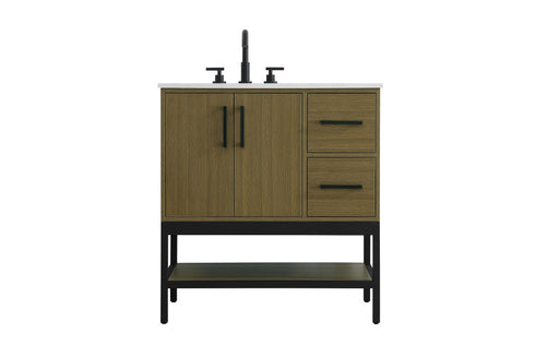 Elegant Lighting Lennox Vanity Cabinet 2Dr2Dw 32 Inch x22 Inch x34 Inch in Chestnut Brown Model: VF60732MCB