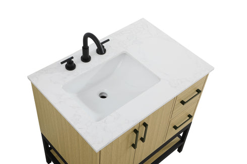 Elegant Lighting Lennox Vanity Cabinet 2Dr2Dw 32 Inch x22 Inch x34 Inch in Honey Brown Model: VF60732MHB