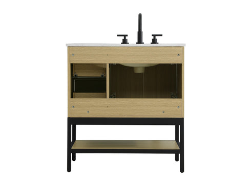 Elegant Lighting Lennox Vanity Cabinet 2Dr2Dw 32 Inch x22 Inch x34 Inch in Honey Brown Model: VF60732MHB