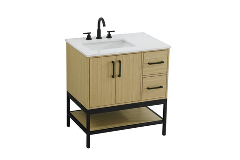 Elegant Lighting Lennox Vanity Cabinet 2Dr2Dw 32 Inch x22 Inch x34 Inch in Honey Brown Model: VF60732MHB