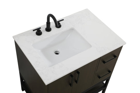 Elegant Lighting Lennox Vanity Cabinet 2Dr2Dw 32 Inch x22 Inch x34 Inch in Mocha Brown Model: VF60732MMB