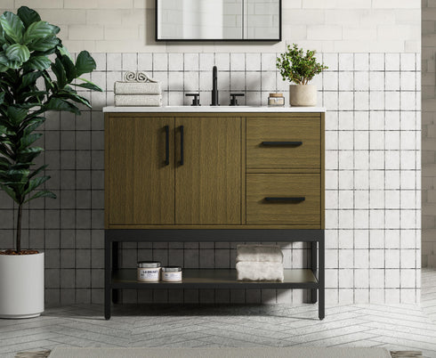 Elegant Lighting Lennox Vanity Cabinet 2Dr2Dw 36 Inch x22 Inch x34 Inch in Chestnut Brown Model: VF60736MCB