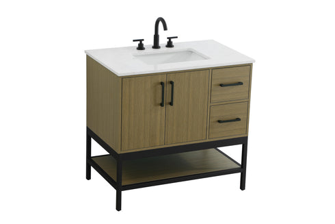 Elegant Lighting Lennox Vanity Cabinet 2Dr2Dw 36 Inch x22 Inch x34 Inch in Chestnut Brown Model: VF60736MCB