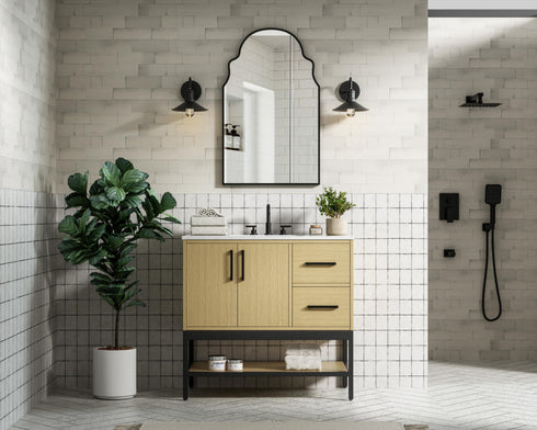 Elegant Lighting Lennox Vanity Cabinet 2Dr2Dw 36 Inch x22 Inch x34 Inch in Honey Brown Model: VF60736MHB