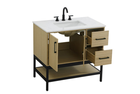 Elegant Lighting Lennox Vanity Cabinet 2Dr2Dw 36 Inch x22 Inch x34 Inch in Honey Brown Model: VF60736MHB