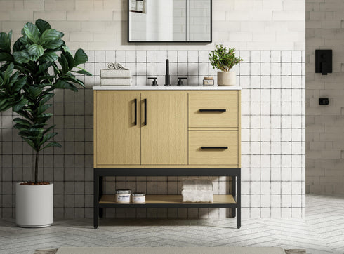 Elegant Lighting Lennox Vanity Cabinet 2Dr2Dw 36 Inch x22 Inch x34 Inch in Honey Brown Model: VF60736MHB