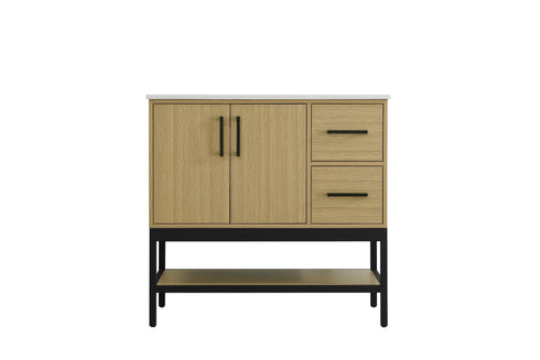Elegant Lighting Lennox Vanity Cabinet 2Dr2Dw 36 Inch x22 Inch x34 Inch in Honey Brown Model: VF60736MHB