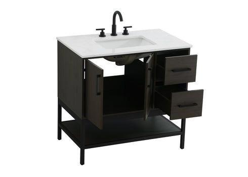Elegant Lighting Lennox Vanity Cabinet 2Dr2Dw 36 Inch x22 Inch x34 Inch in Mocha Brown Model: VF60736MMB