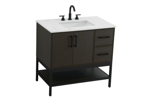 Elegant Lighting Lennox Vanity Cabinet 2Dr2Dw 36 Inch x22 Inch x34 Inch in Mocha Brown Model: VF60736MMB