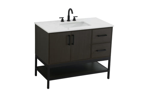 Elegant Lighting Lennox Vanity Cabinet 2Dr2Dw 42 Inch x22 Inch x34 Inch in Mocha Brown Model: VF60742MMB