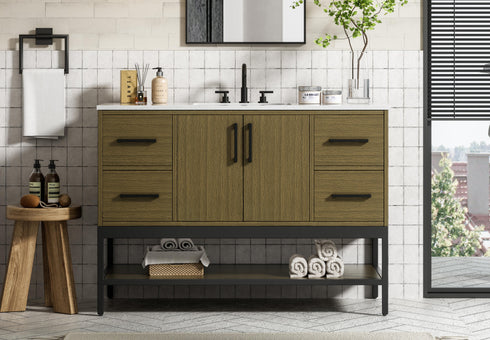 Elegant Lighting Lennox Vanity Cabinet 2Dr4Dw 48 Inch x22 Inch x34 Inch in Chestnut Brown Model: VF60748MCB