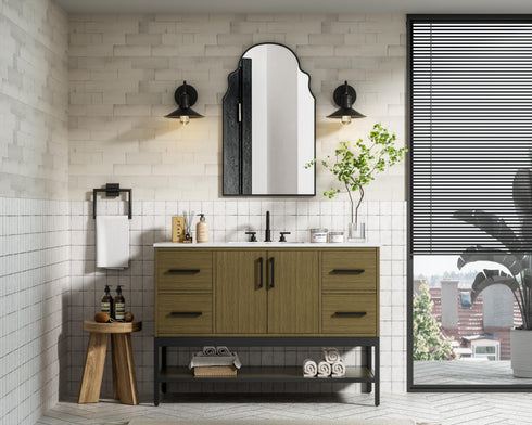 Elegant Lighting Lennox Vanity Cabinet 2Dr4Dw 48 Inch x22 Inch x34 Inch in Chestnut Brown Model: VF60748MCB