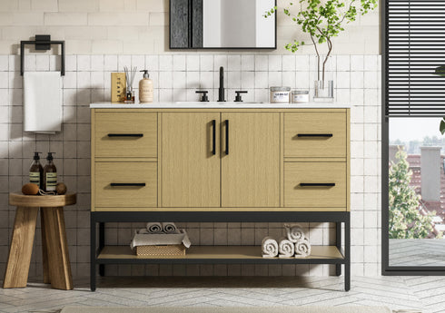 Elegant Lighting Lennox Vanity Cabinet 2Dr4Dw 48 Inch x22 Inch x34 Inch in Honey Brown Model: VF60748MHB