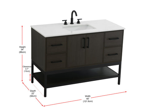 Elegant Lighting Lennox Vanity Cabinet 2Dr4Dw 48 Inch x22 Inch x34 Inch in Mocha Brown Model: VF60748MMB