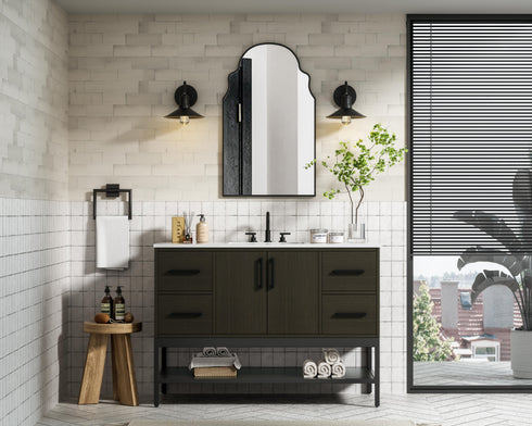Elegant Lighting Lennox Vanity Cabinet 2Dr4Dw 48 Inch x22 Inch x34 Inch in Mocha Brown Model: VF60748MMB