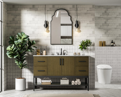 Elegant Lighting Lennox Vanity Cabinet 2Dr4Dw 54 Inch x22 Inch x34 Inch in Chestnut Brown Model: VF60754MCB