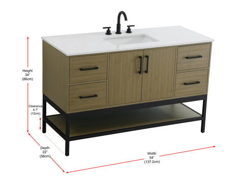 Elegant Lighting Lennox Vanity Cabinet 2Dr4Dw 54 Inch x22 Inch x34 Inch in Chestnut Brown Model: VF60754MCB