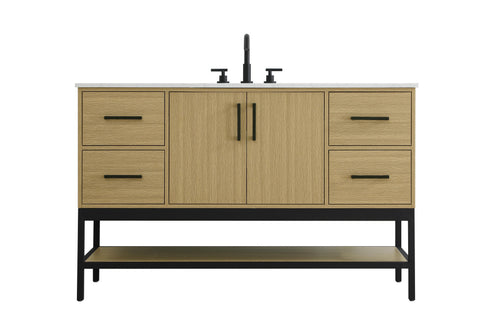 Elegant Lighting Lennox Vanity Cabinet 2Dr4Dw 54 Inch x22 Inch x34 Inch in Honey Brown Model: VF60754MHB