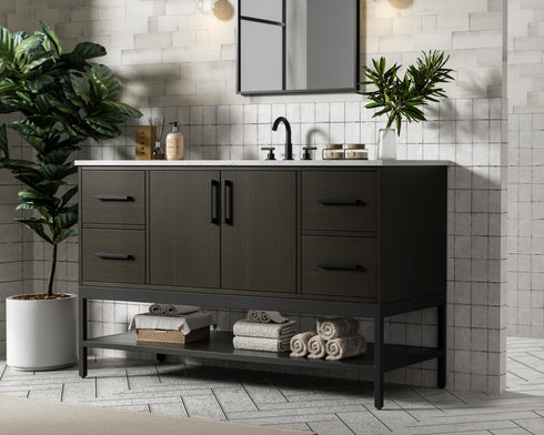 Elegant Lighting Lennox Vanity Cabinet 2Dr4Dw 54 Inch x22 Inch x34 Inch in Mocha Brown Model: VF60754MMB