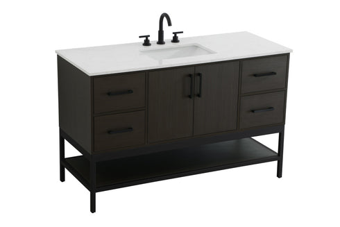 Elegant Lighting Lennox Vanity Cabinet 2Dr4Dw 54 Inch x22 Inch x34 Inch in Mocha Brown Model: VF60754MMB