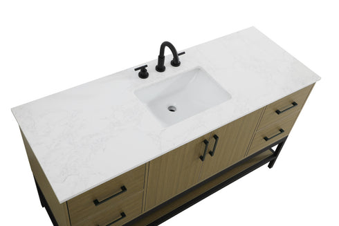 Elegant Lighting Lennox Vanity Cabinet 2Dr4Dw 60 Inch x22 Inch x34 Inch in Chestnut Brown Model: VF60760MCB