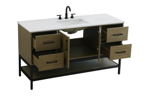 Elegant Lighting Lennox Vanity Cabinet 2Dr4Dw 60 Inch x22 Inch x34 Inch in Chestnut Brown Model: VF60760MCB