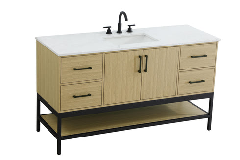 Elegant Lighting Lennox Vanity Cabinet 2Dr4Dw 60 Inch x22 Inch x34 Inch in Honey Brown Model: VF60760MHB