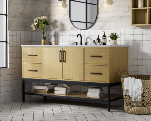 Elegant Lighting Lennox Vanity Cabinet 2Dr4Dw 60 Inch x22 Inch x34 Inch in Honey Brown Model: VF60760MHB