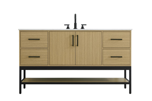 Elegant Lighting Lennox Vanity Cabinet 2Dr4Dw 60 Inch x22 Inch x34 Inch in Honey Brown Model: VF60760MHB